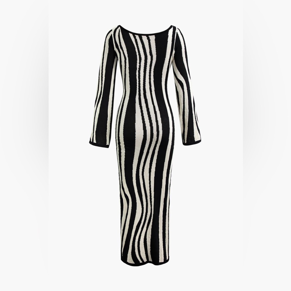 186. Micas Contrast Stripe Round Neck Knit Maxi Dress XL - Picture 2 of 4